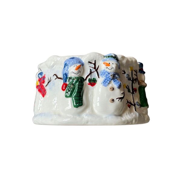 St. Nicholas Square - button up - Snowman dip or cheese ball serving dish bowl - Picture 4 of 7
